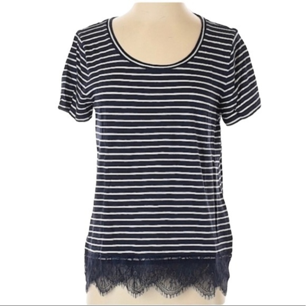 J. Crew Lace Hem T-Shirt Short Sleeve